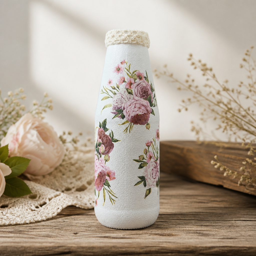Handmade - Glasflasche als Vase oder Deko