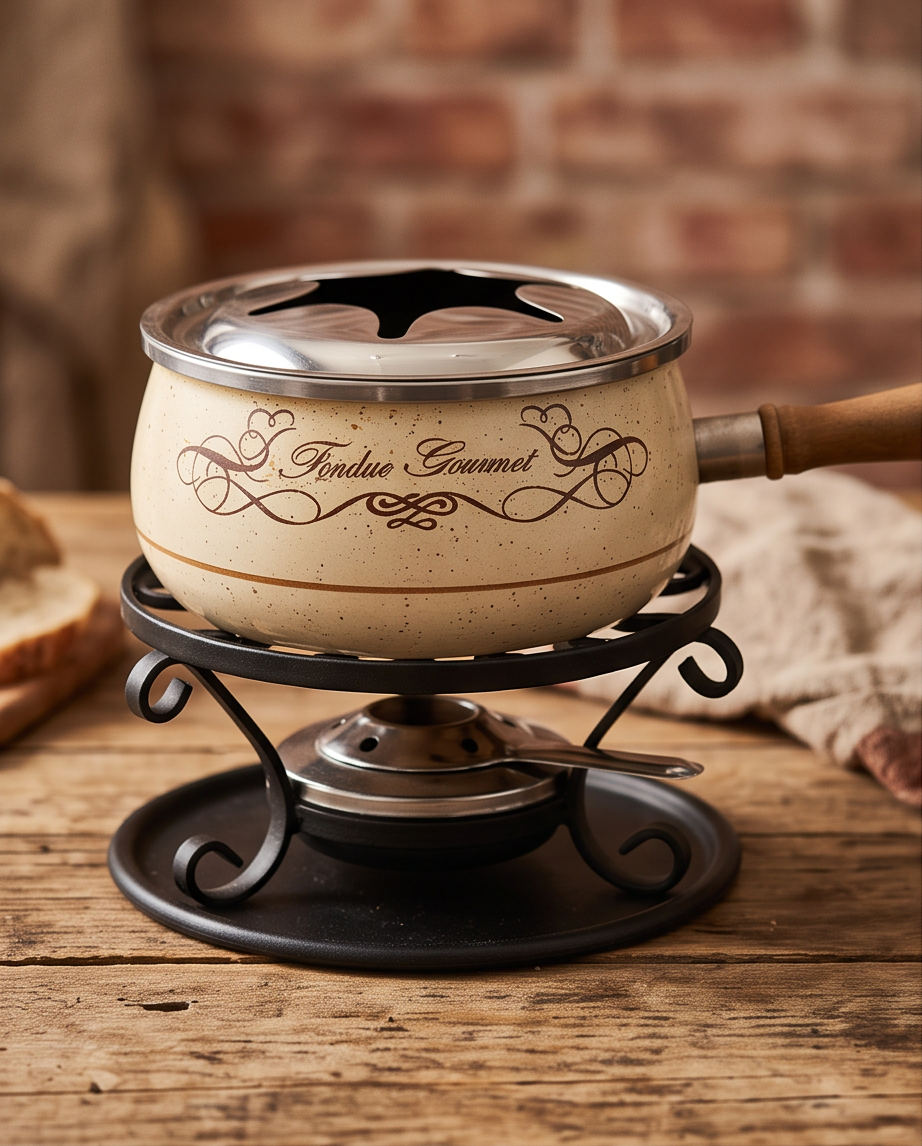 Vintage Fondue-Set „Fondue Gourmet“ 24-teilig – Keramik & Gusseisen (6 Personen)
