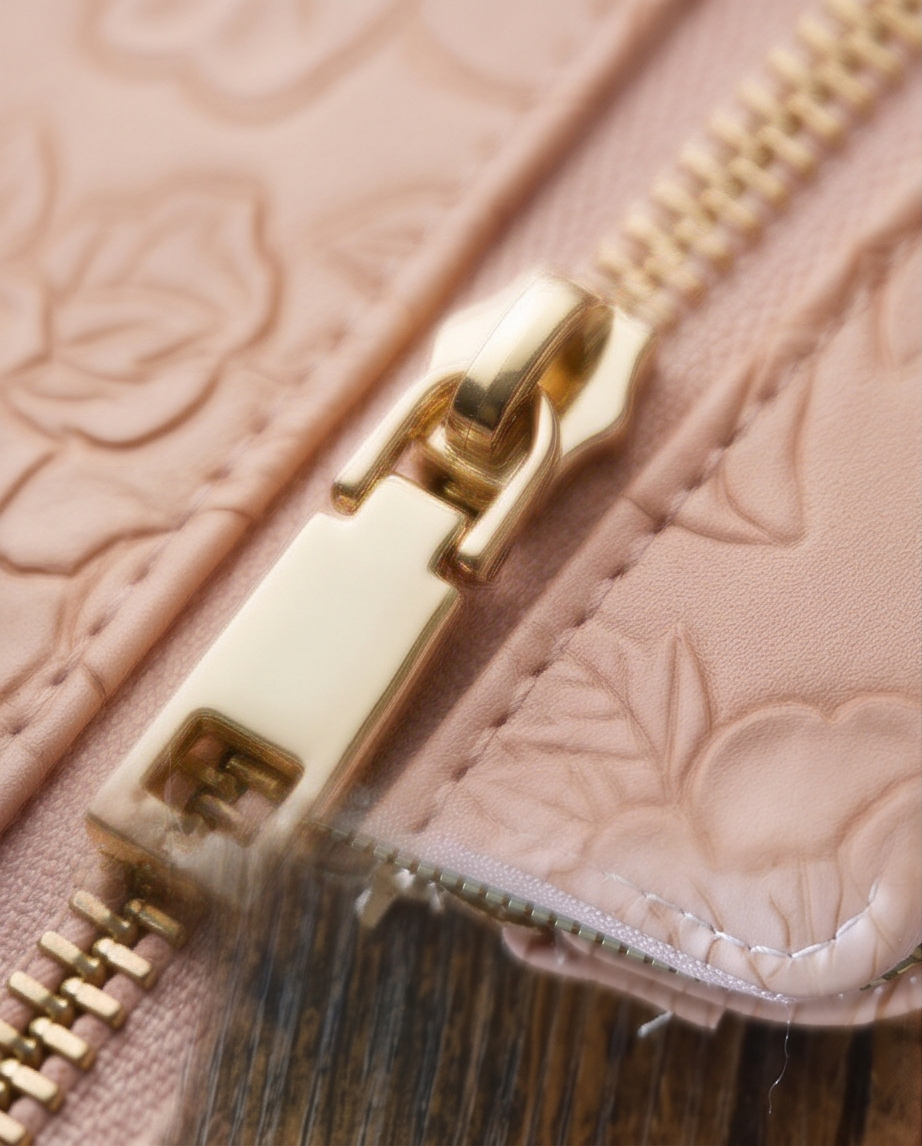 Geldbeutel Damen – Blumenmuster Altrosa | PU-Leder mit Handschlaufe