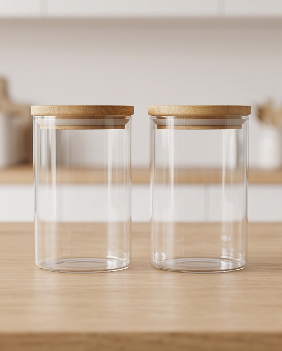 2er Set - Aufbewahrungsglas mit Bambusdeckel | Design Vorratsgläser