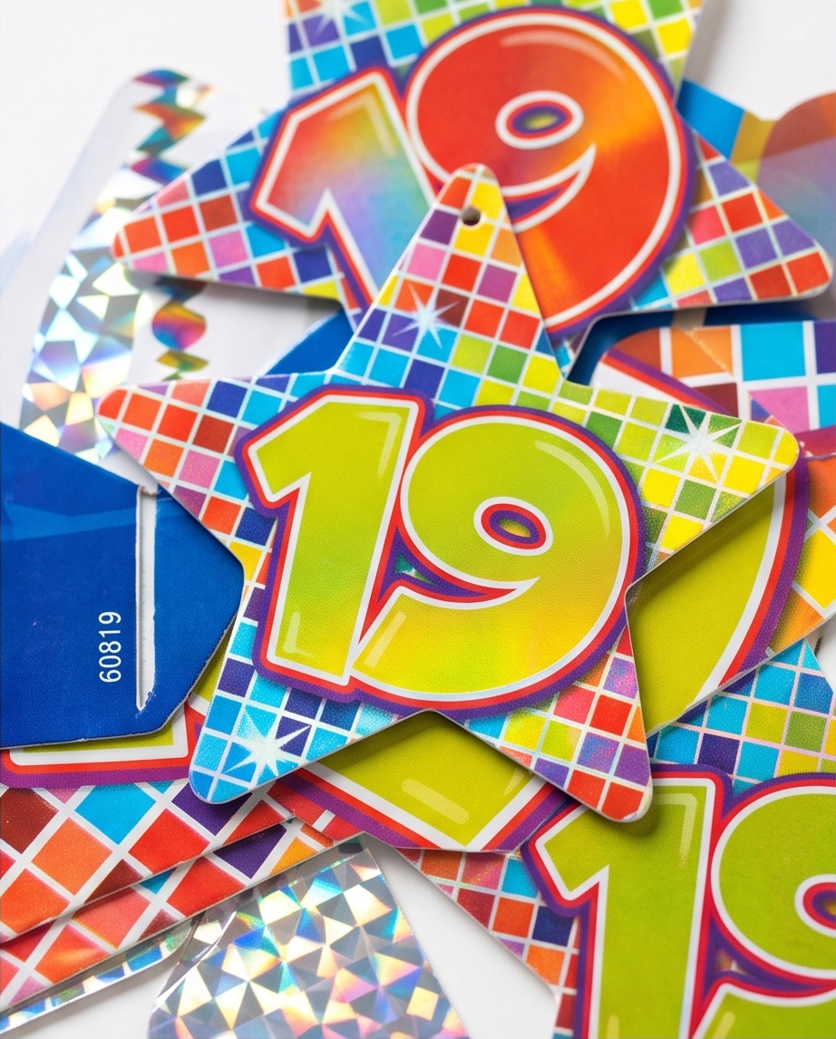 Folat Hängedekoration Zahl 19 Holographisch – Deckenhänger Geburtstag (2 Stück)