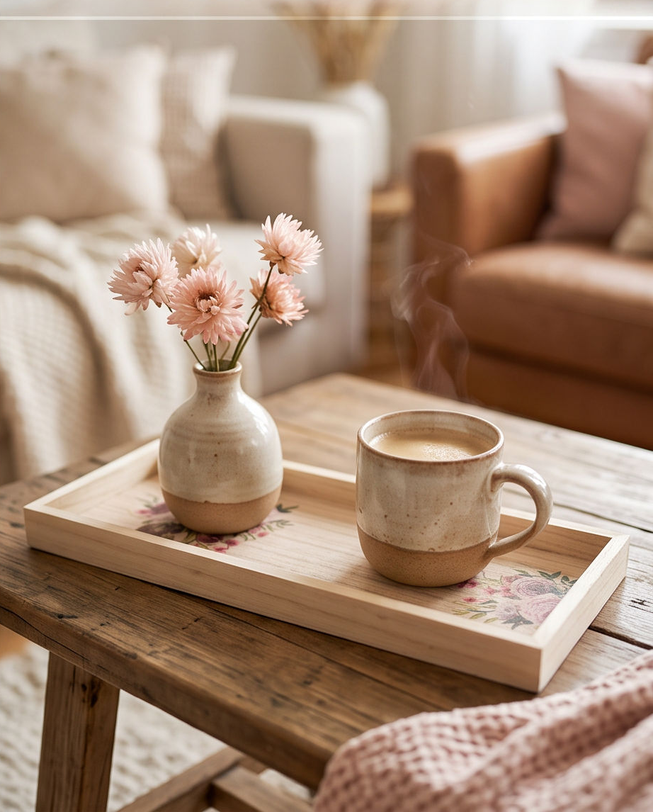 Handmade - Holztablett | Holzunterlage mit Decoupage