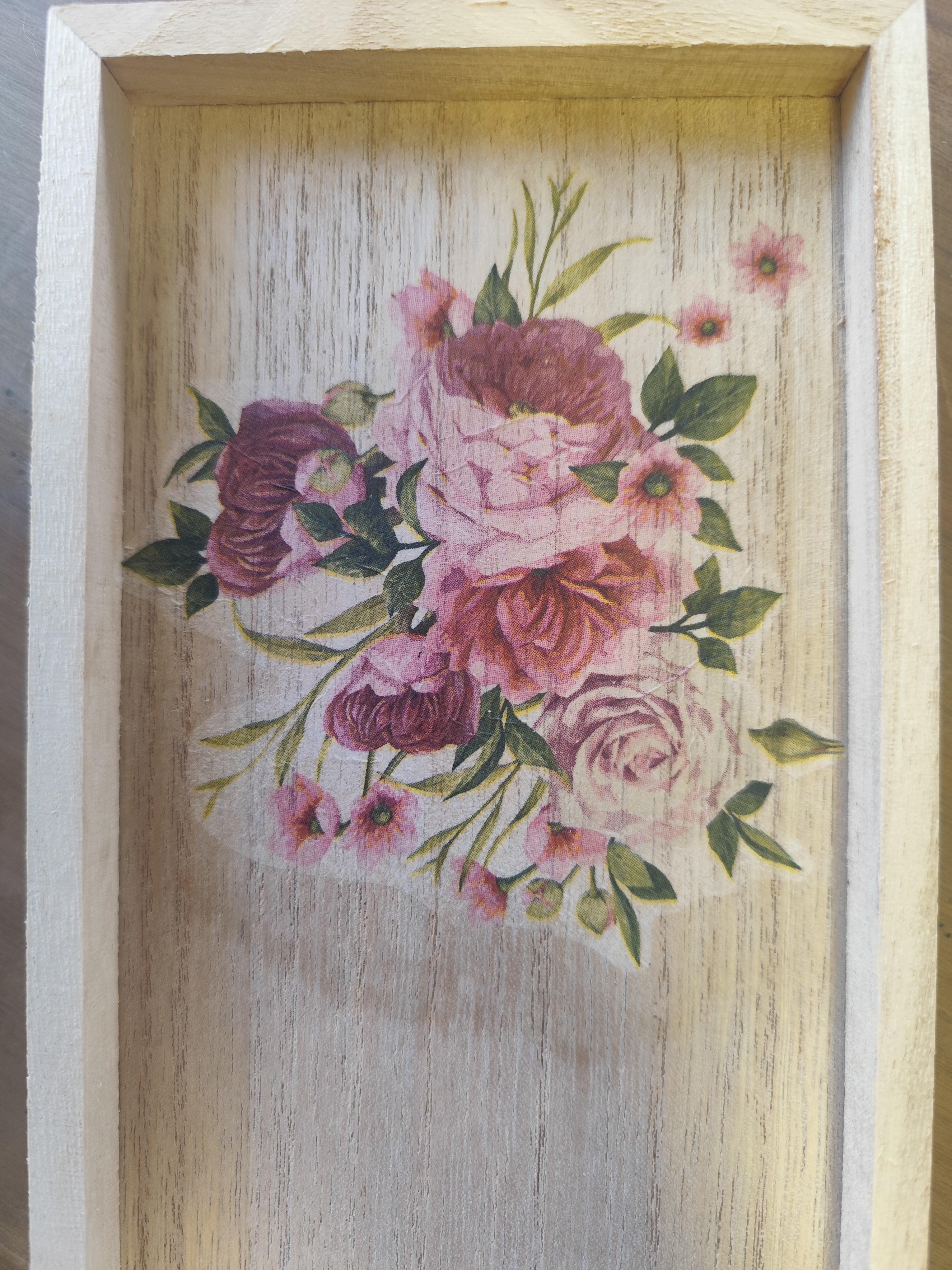 Handmade - Holztablett | Holzunterlage mit Decoupage