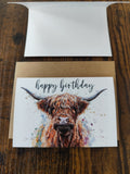 Geburtstags-Karte | Happy Birthday Card - mit Umschlag | Highland Kuh