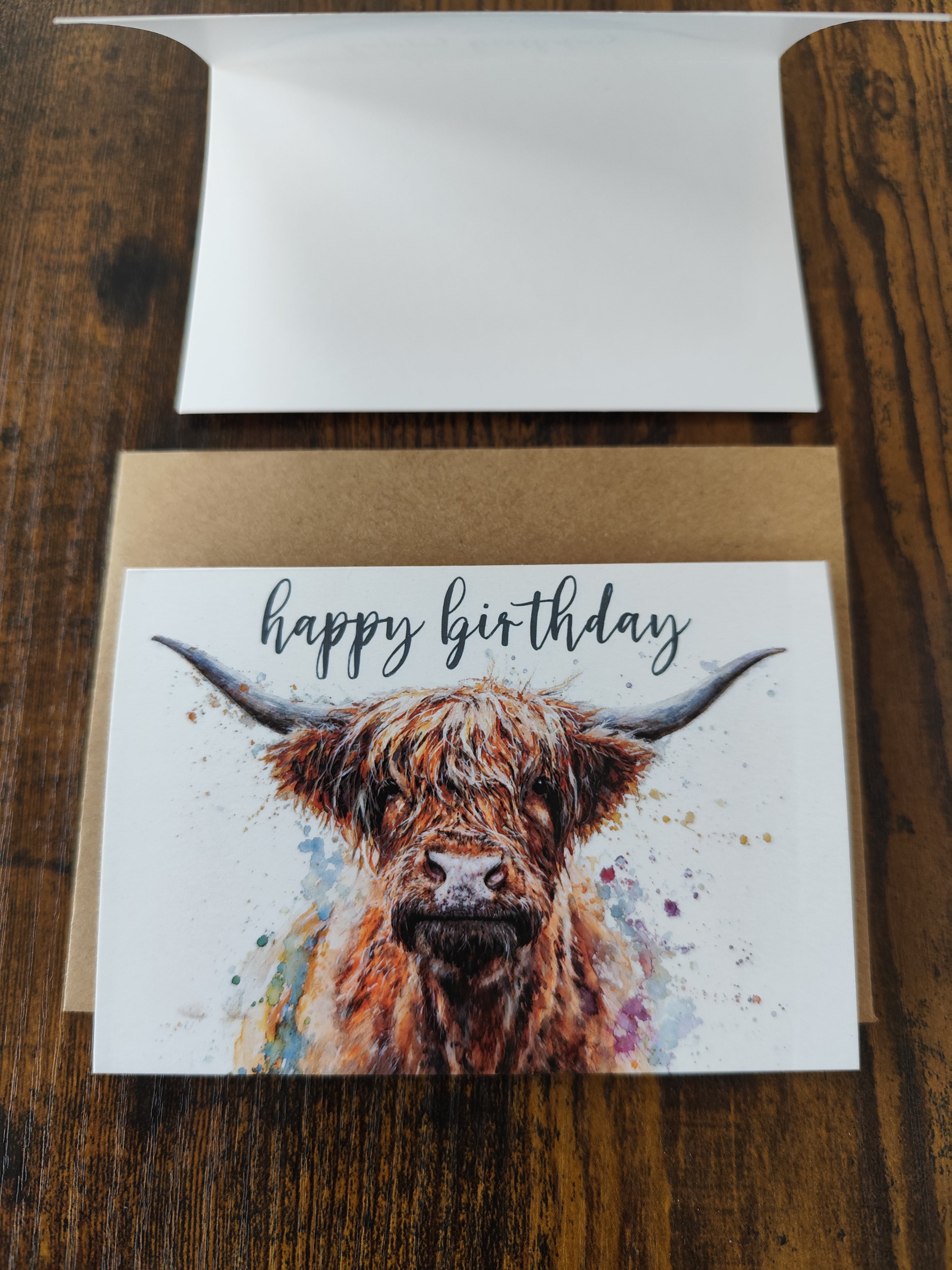 Geburtstags-Karte | Happy Birthday Card - mit Umschlag | Highland Kuh