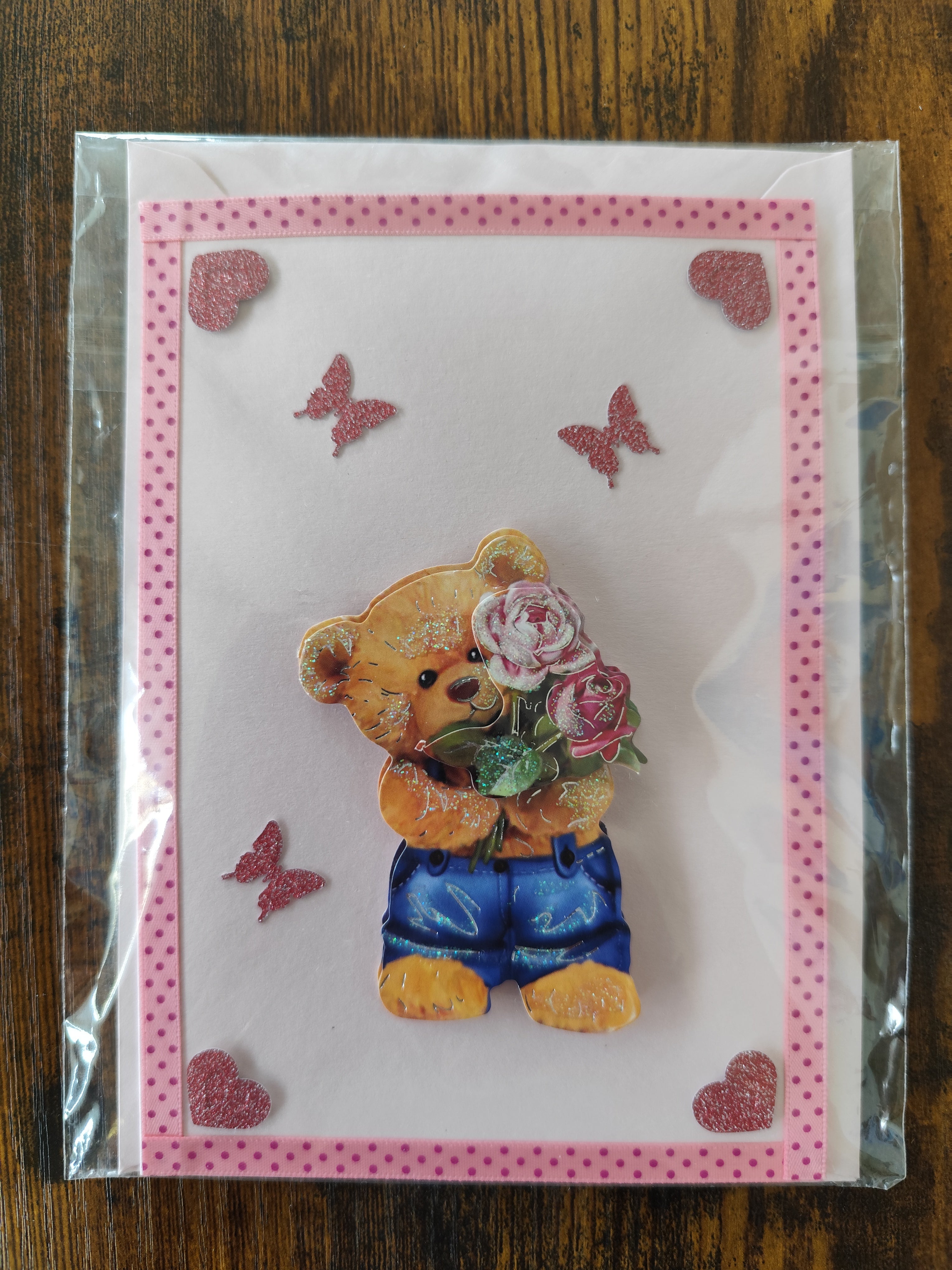 3D-Geburtstagskarte Teddybär - Klappkarte mit Umschlag