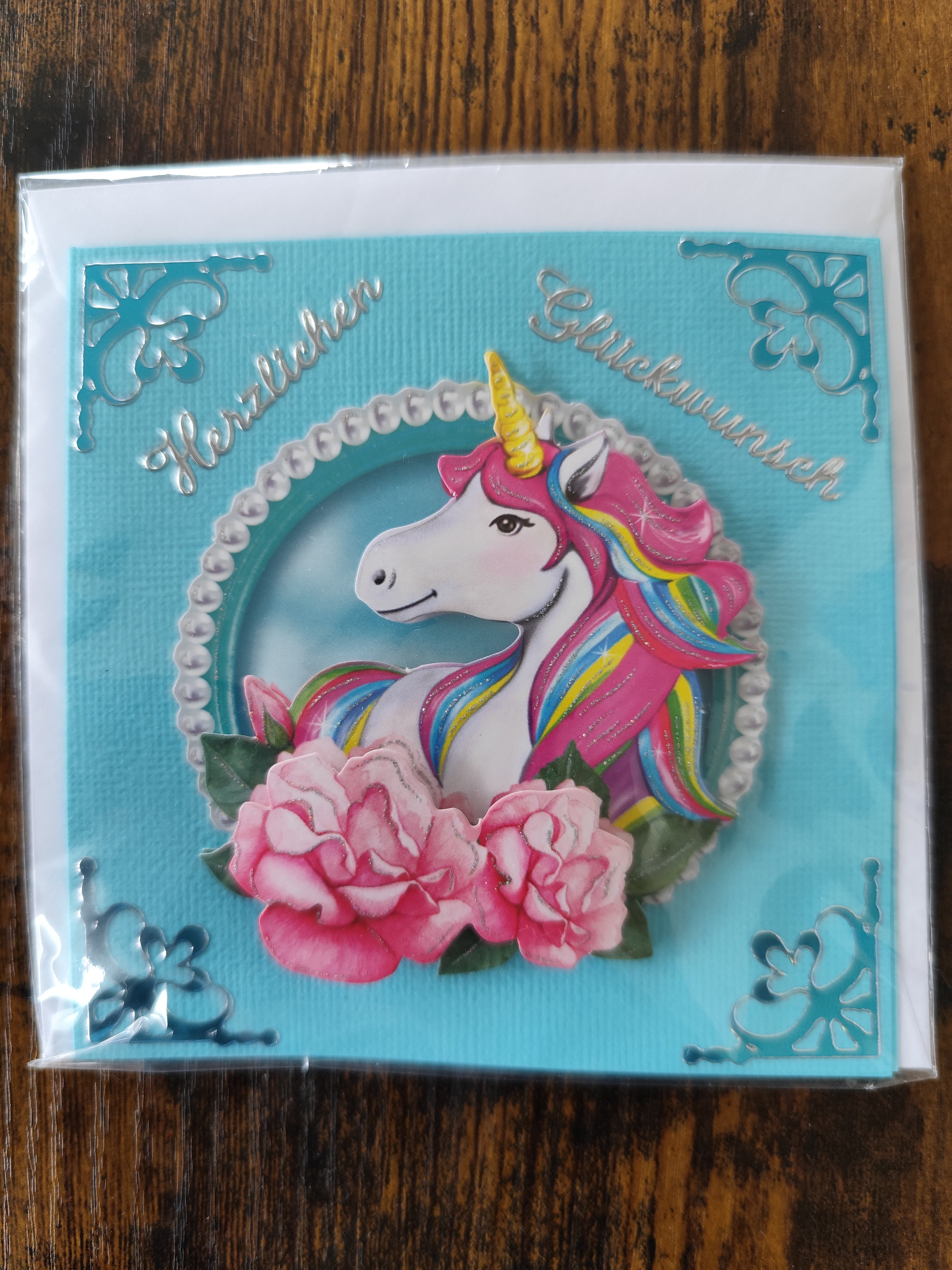 3D-Geburtstags-Karte Einhorn - Klappkarte