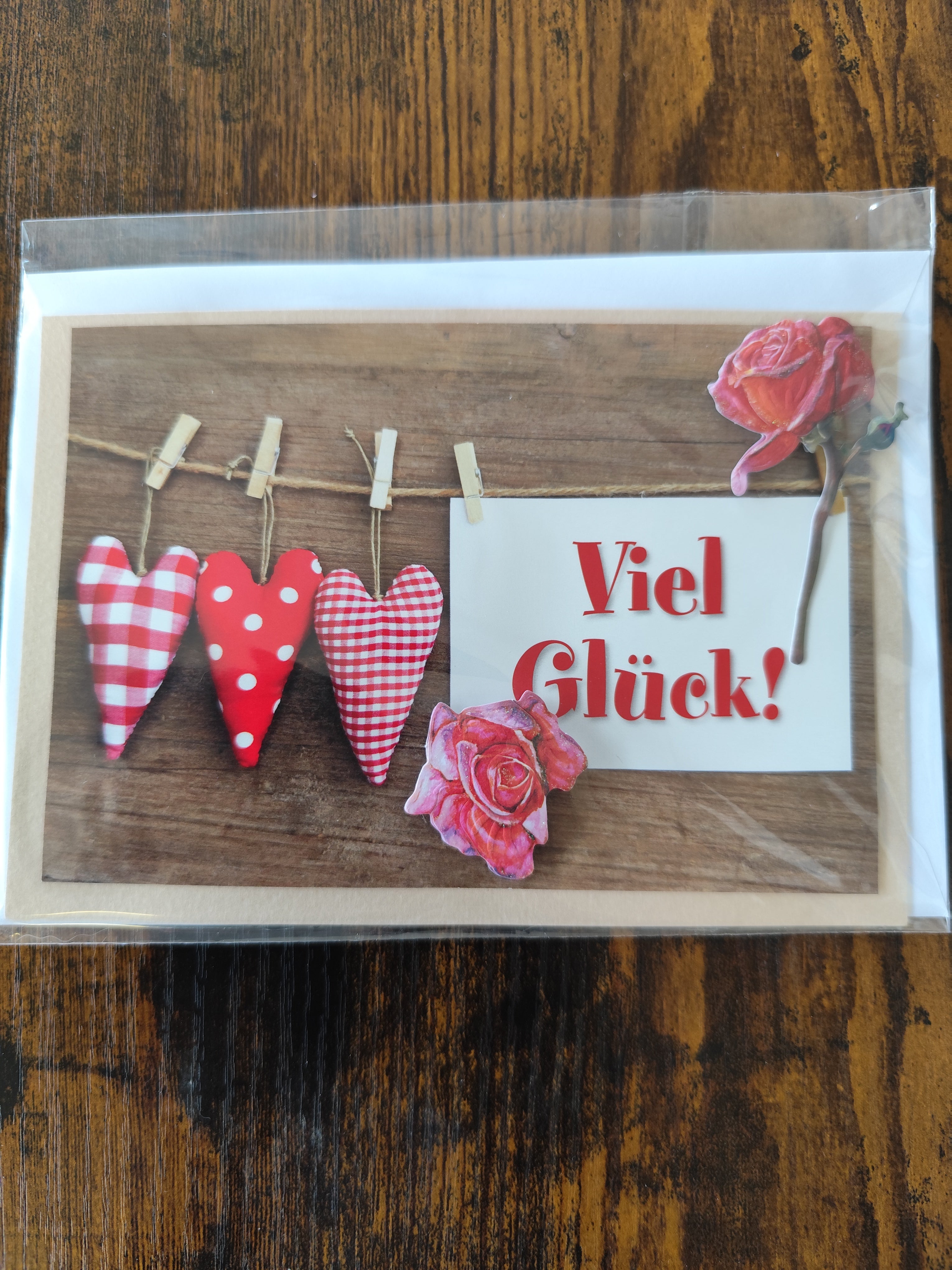 3D-Grußkarte Viel Glück - Klappkarte mit Blumen-Motiv