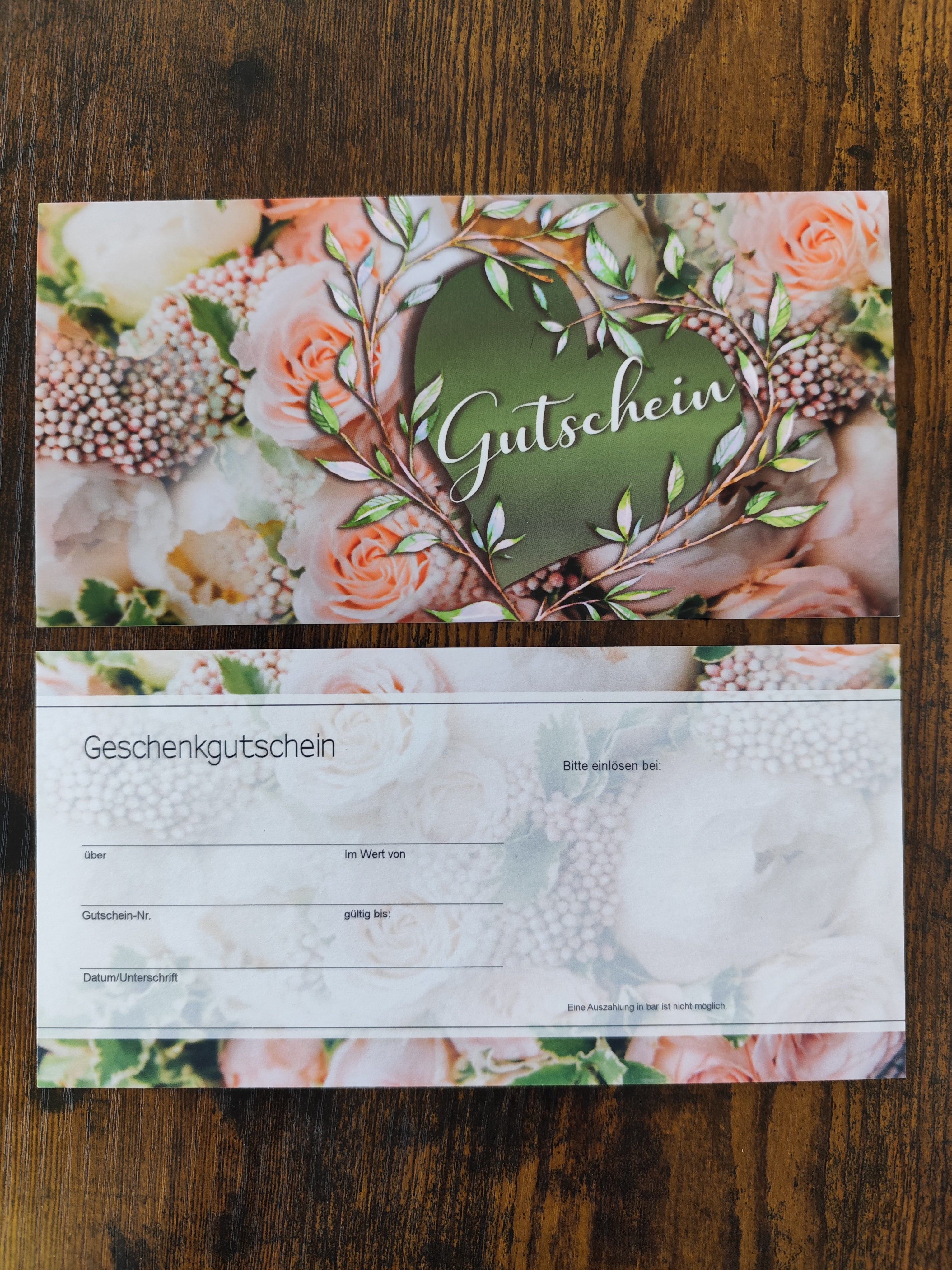 Geschenkgutschein-Karte – Für jeden Anlass | Blumen-Herz
