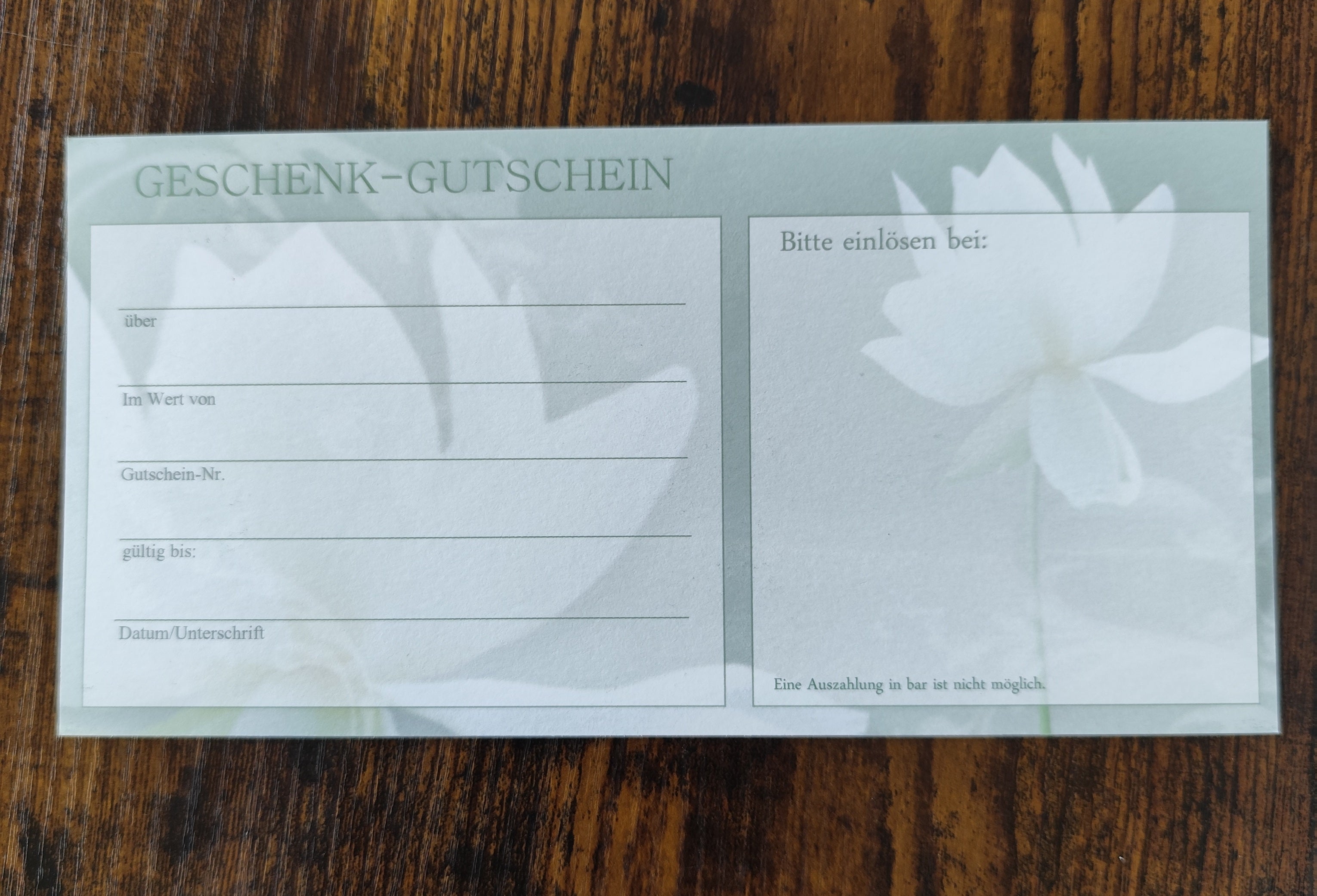 Geschenkgutschein-Karte – Für jeden Anlass | Blumen-Motiv