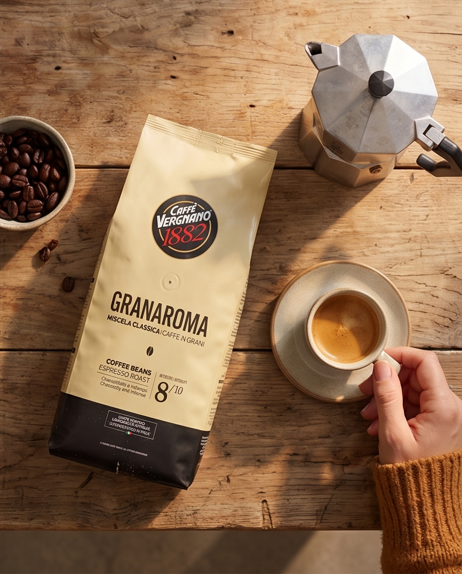Caffè Vergnano 1882 Gran Aroma – Ganze Kaffeebohnen, 1 kg | Italienischer Kaffee Genuss