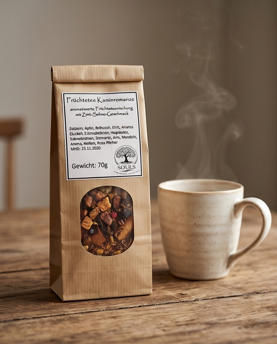 Früchtetee Kaminromanze 70 g – Zimt-Sahne-Aroma mit Roibusch & Gewürzen