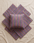 2nd Hand | 8er Set Kissenbezüge 40x40 cm – Elegantes Streifen- & Floral-Muster – Beere/Mauve