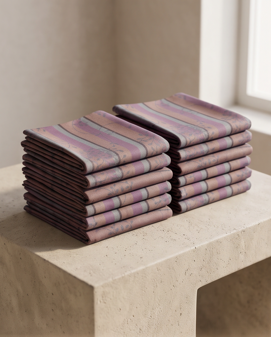 2nd Hand | 8er Set Kissenbezüge 40x40 cm – Elegantes Streifen- & Floral-Muster – Beere/Mauve