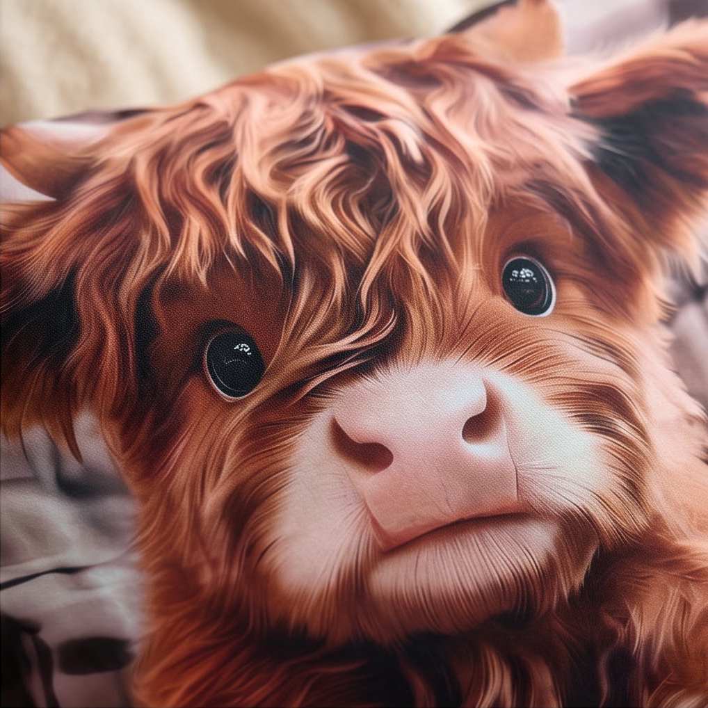 Deko-Kissen ‘Highland Kuh’ – 45x45 cm mit Füllkissen & 2D-Print