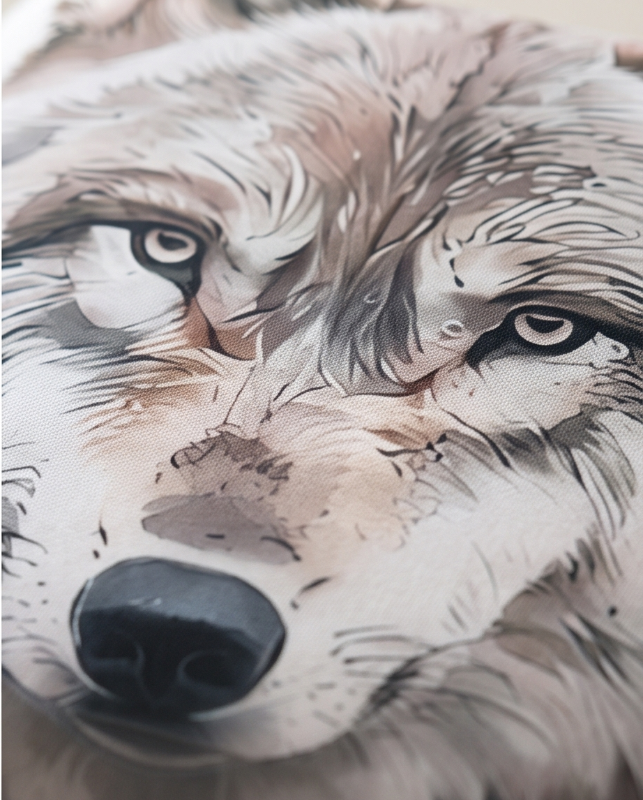 Deko-Kissen ‘Wolf’ – 45×45 cm | Ölgemälde-Stil, inkl. Füllkissen