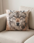 Deko-Kissen ‘Wolf’ – 45×45 cm | Ölgemälde-Stil, inkl. Füllkissen