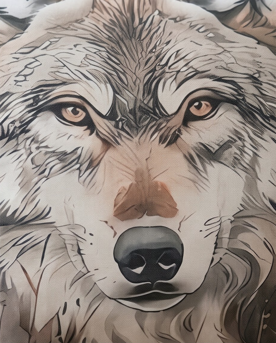 Deko-Kissen ‘Wolf’ – 45×45 cm | Ölgemälde-Stil, inkl. Füllkissen