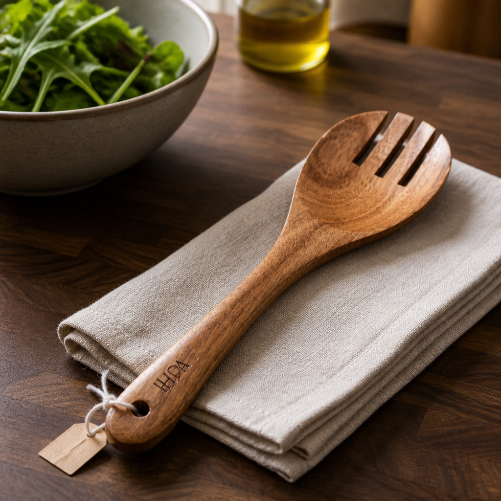 Nudelkelle / Gabel / Salatgabel aus robustem Holz - antihaft