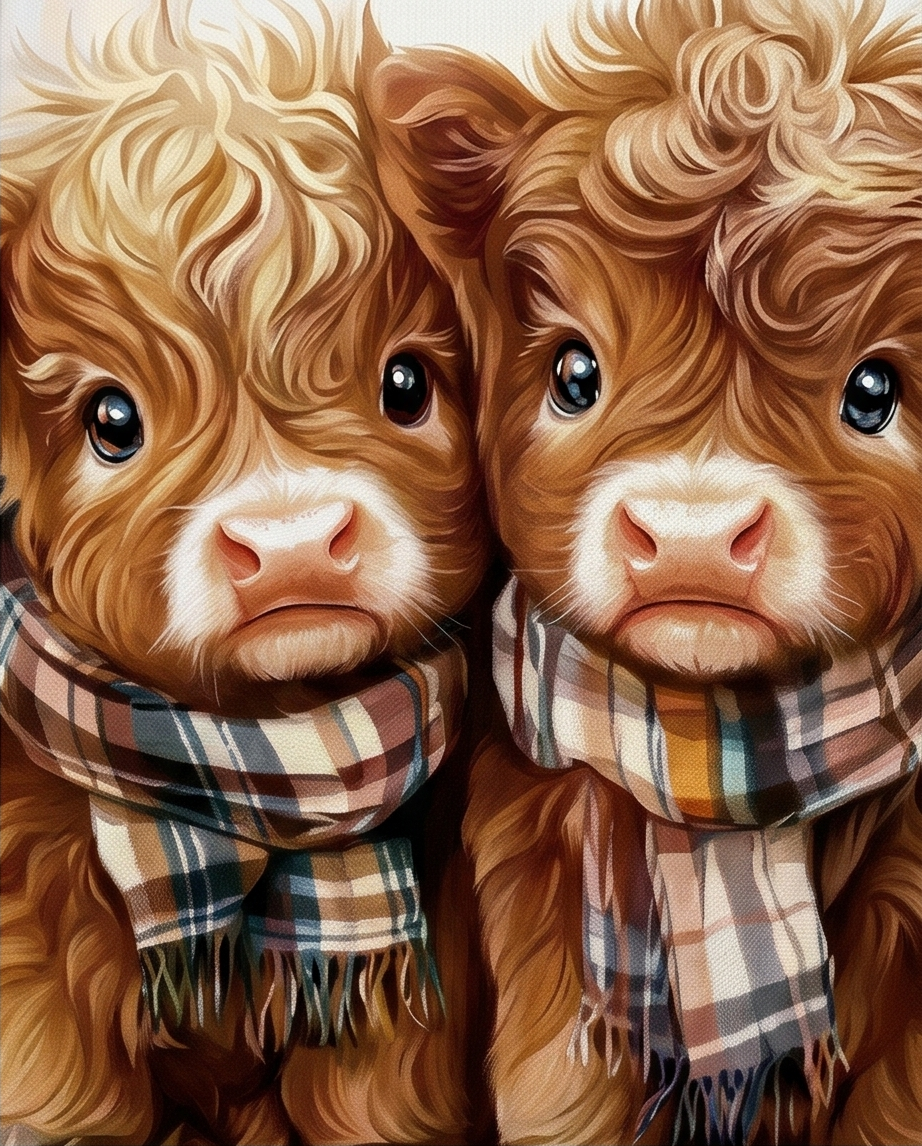Deko-Kissen ‘Highland Kühe’ – 45×45 cm | 2D-Druck, inkl. Füllkissen