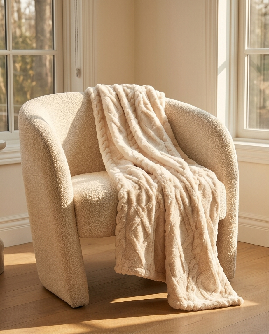 Kuscheldecke flauschig cremeweiß – 150x200 cm für Sofa, Outdoor & Camping