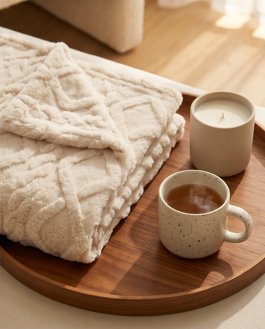 Kuscheldecke flauschig cremeweiß – 150x200 cm für Sofa, Outdoor & Camping
