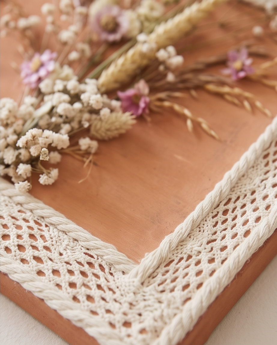 Handmade - Bild mit Trockenblumen auf Leinwand | Blumenbild | Deko