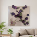 Handmade - Bild mit Blumen auf Leinwand | Blumenbild Tannenzapfen