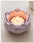 Handmade - Teelichthalter Lotusblume aus Gips