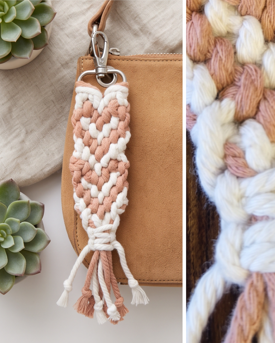Handmade | Makramee Schlüsselanhänger Beige/Natur "Boho-Vibe"