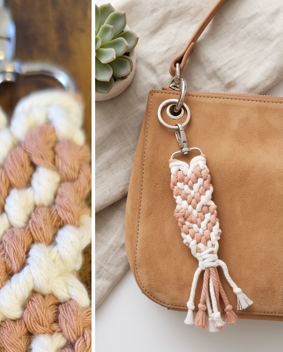 Handmade | Makramee Schlüsselanhänger Beige/Natur "Boho-Vibe"