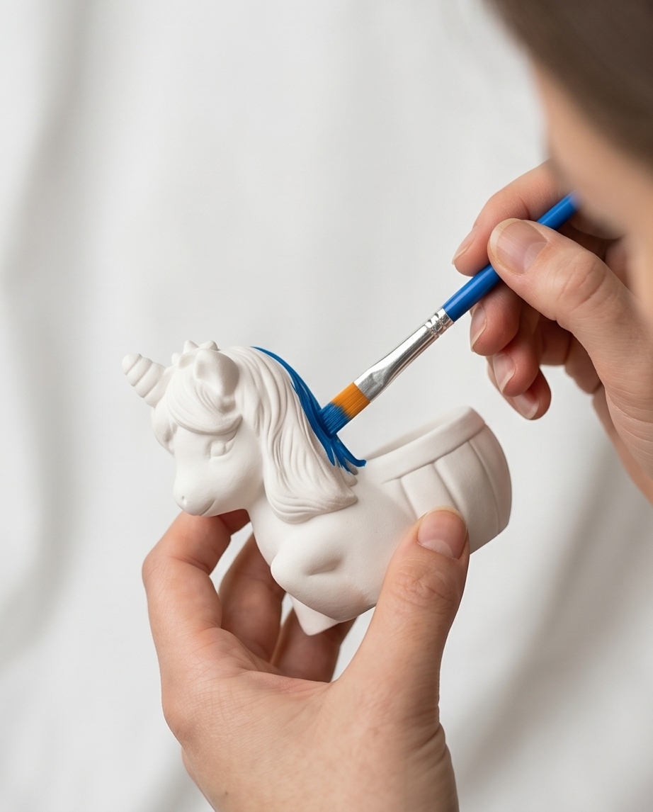 Handmade - Malset Einhorn Teelichthalter aus Gips – Kreativ-Set zum Bemalen