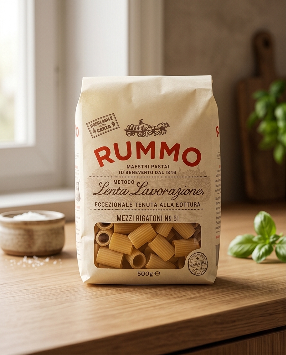 Rummo Mezzi Rigatoni No. 51 – 500 g | Italienische Pasta | al bronzo