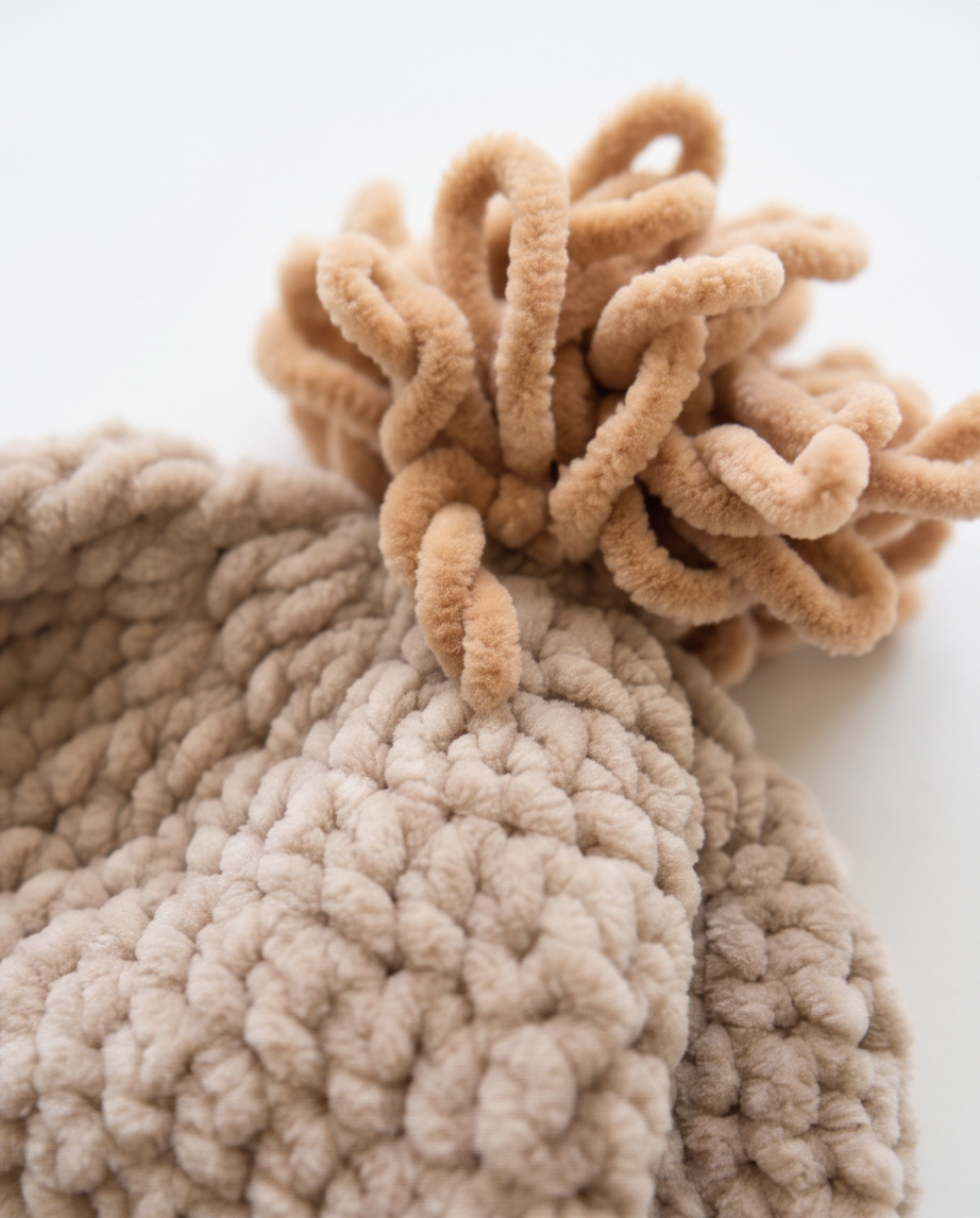 Handmade | Chenille Kindermütze Natur/Beige