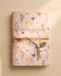 Notizbuch 'Flowers' – A5 mit Blumenmotiv & Lederband