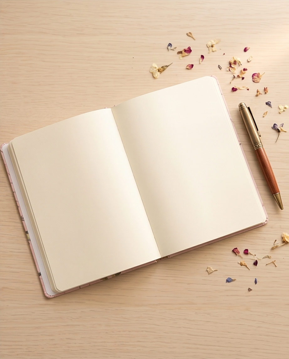 Notizbuch 'Flowers' – A5 mit Blumenmotiv & Lederband