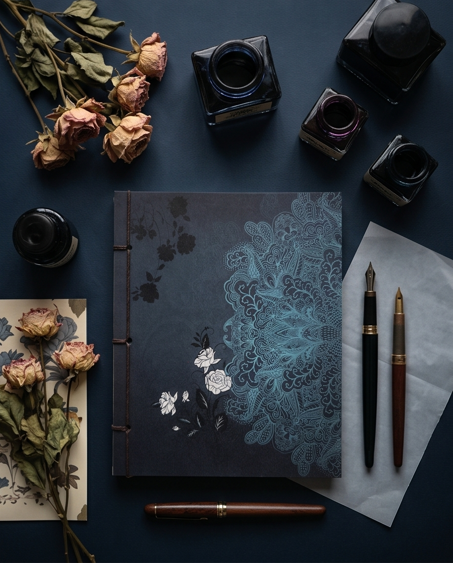 Notizbuch Vintage im chinesischen Stil – mit Quaste & Kraftpapier
