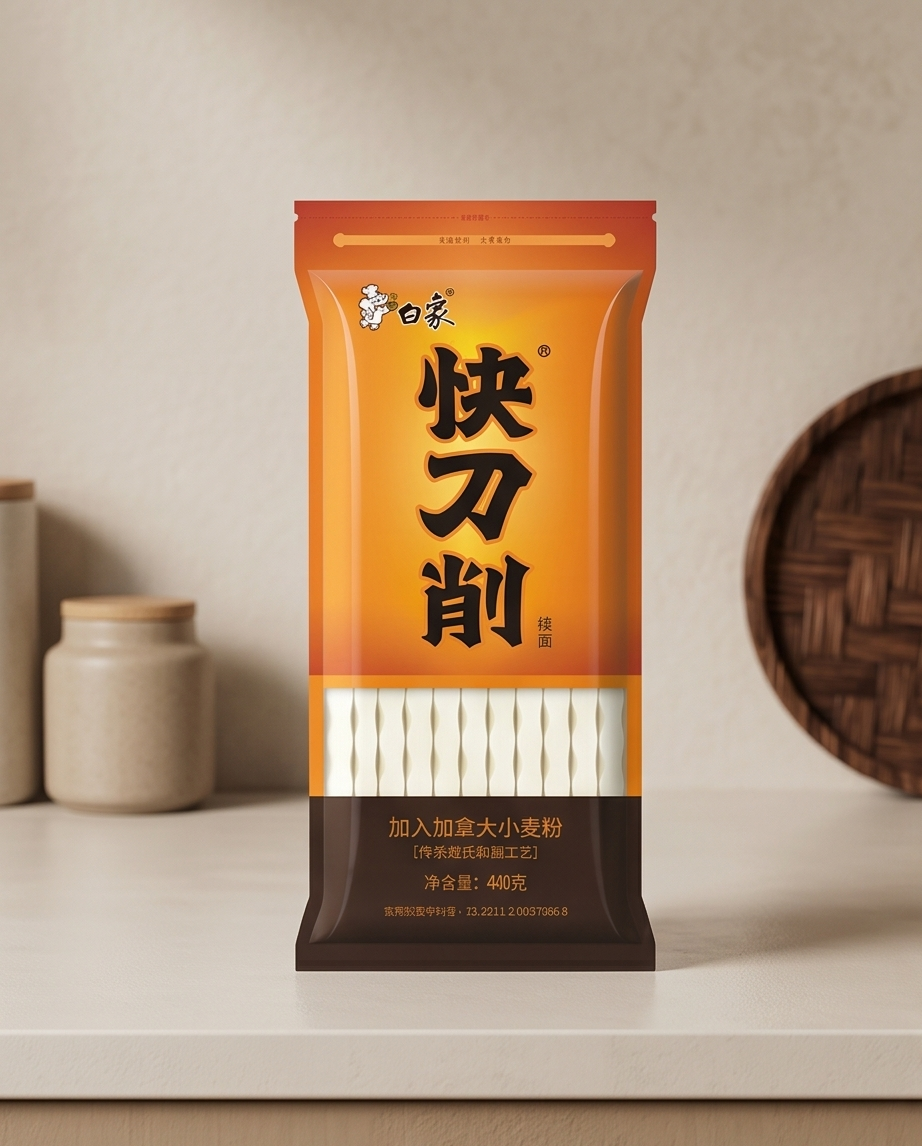 Bai Xiang Messer-Geschabte Trockennudeln 400 g – Weizen & Konjak