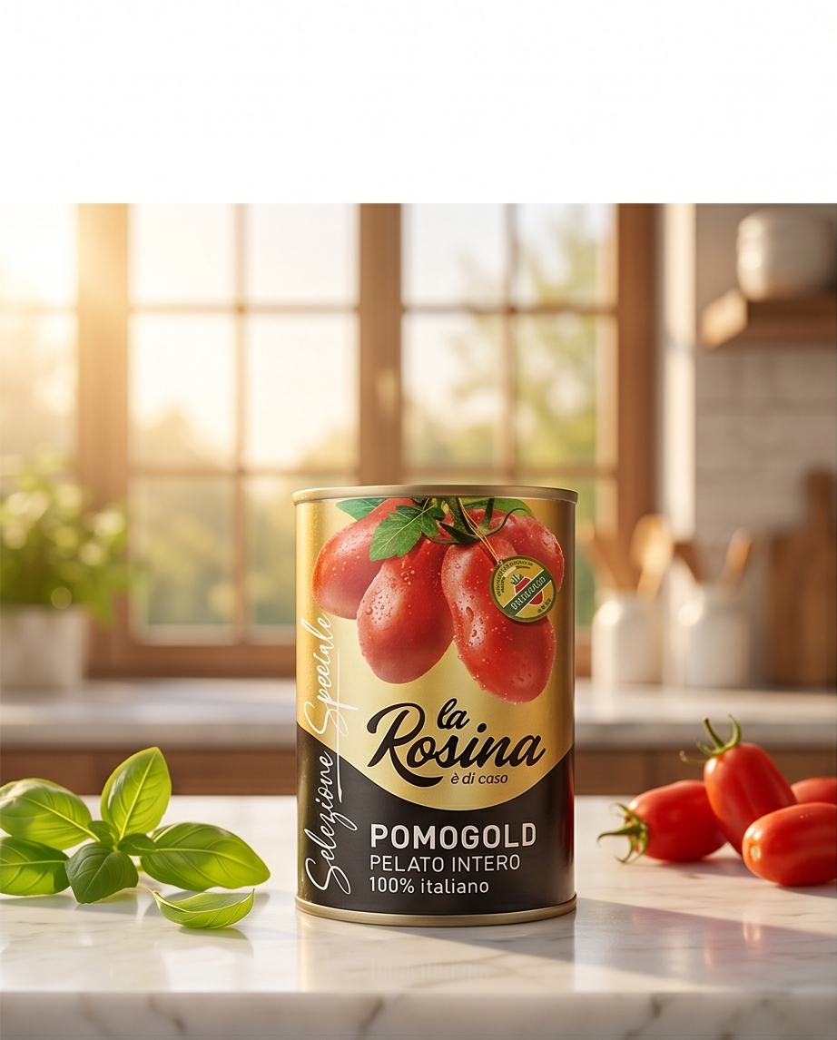 La Rosina Pomogold ganze geschälte Tomaten – Traditionell aus Italien, 400g