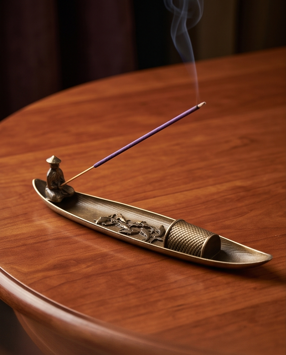 Räucherstäbchenhalter „Zen-Boot“ – Edles Metalldesign mit Bronzelegierung