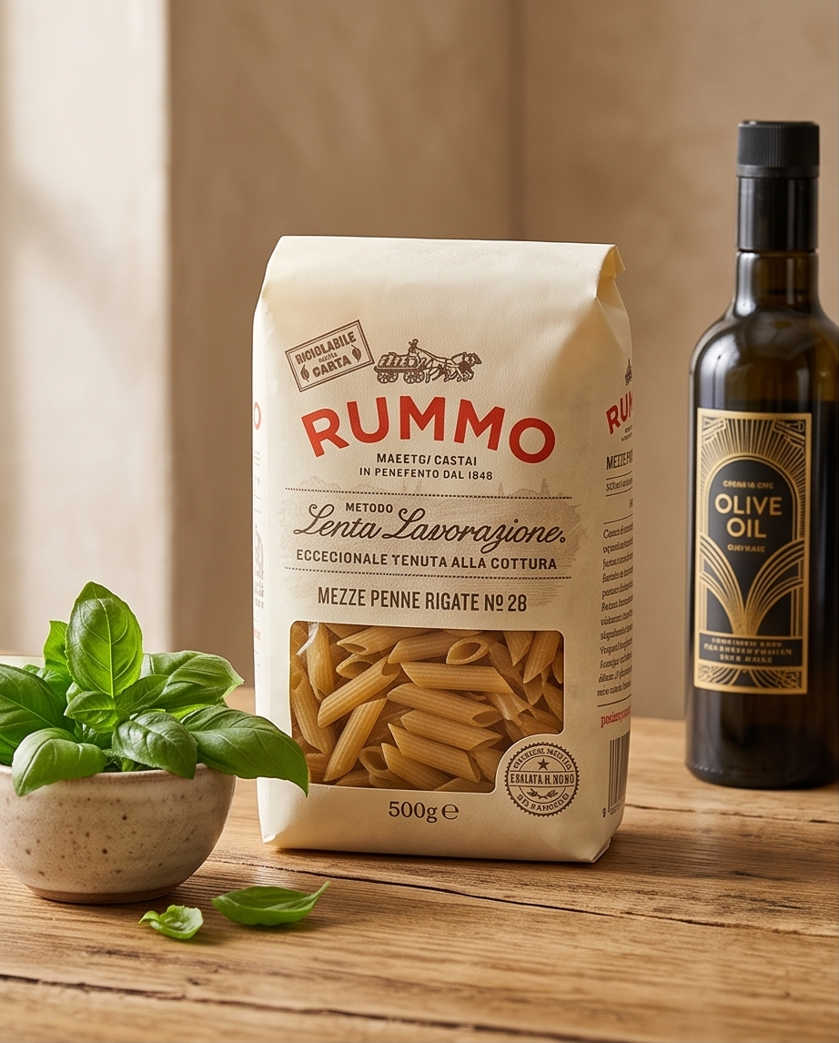 Rummo Mezze Penne Rigate No. 28 – 500 g | Italienische Pasta | al bronzo