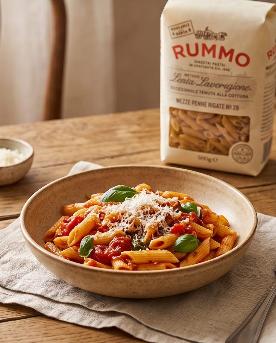 Rummo Mezze Penne Rigate No. 28 – 500 g | Italienische Pasta | al bronzo
