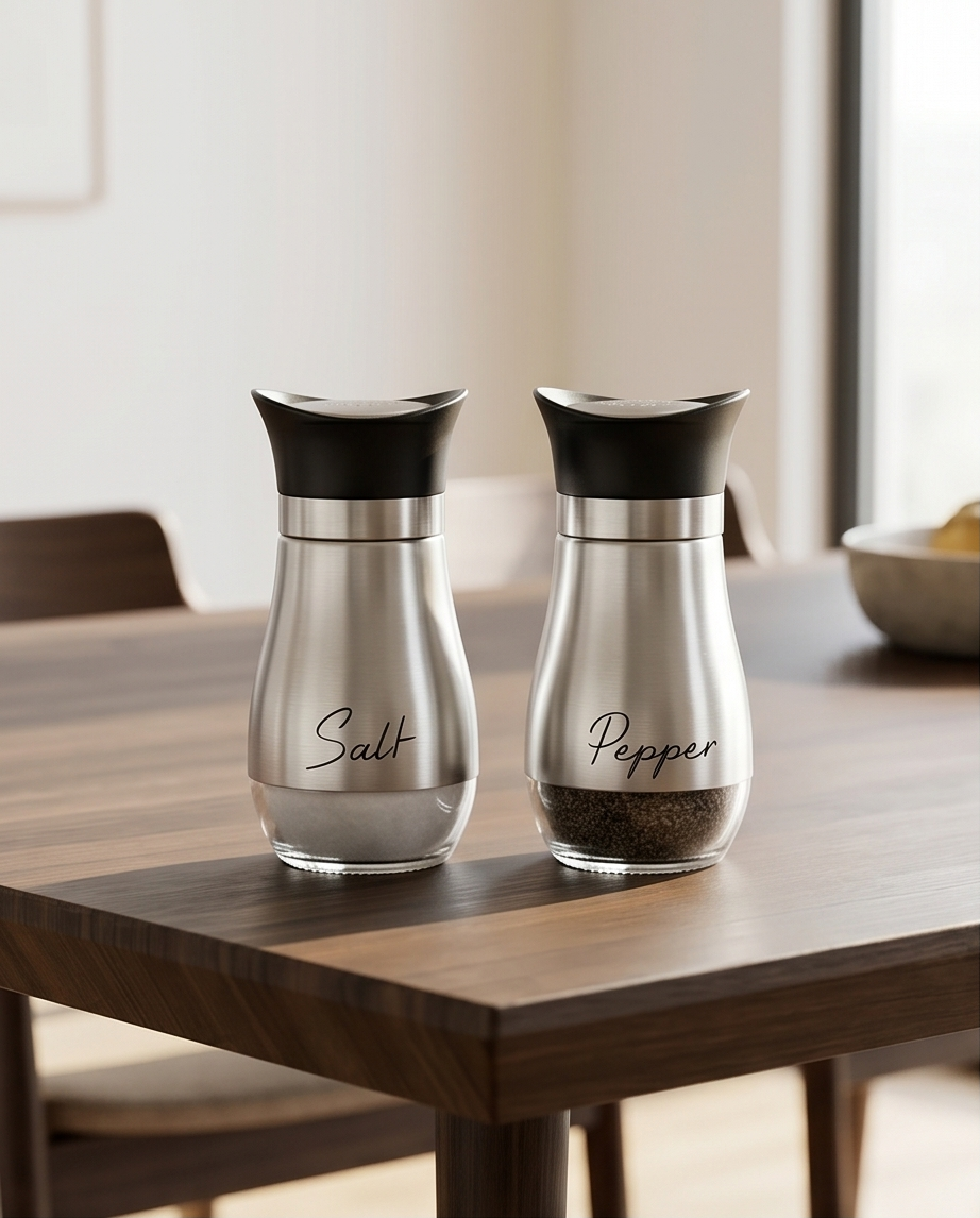 Salz- & Pfefferstreuer Set – 120 ml Glas mit Edelstahl (2er Set)