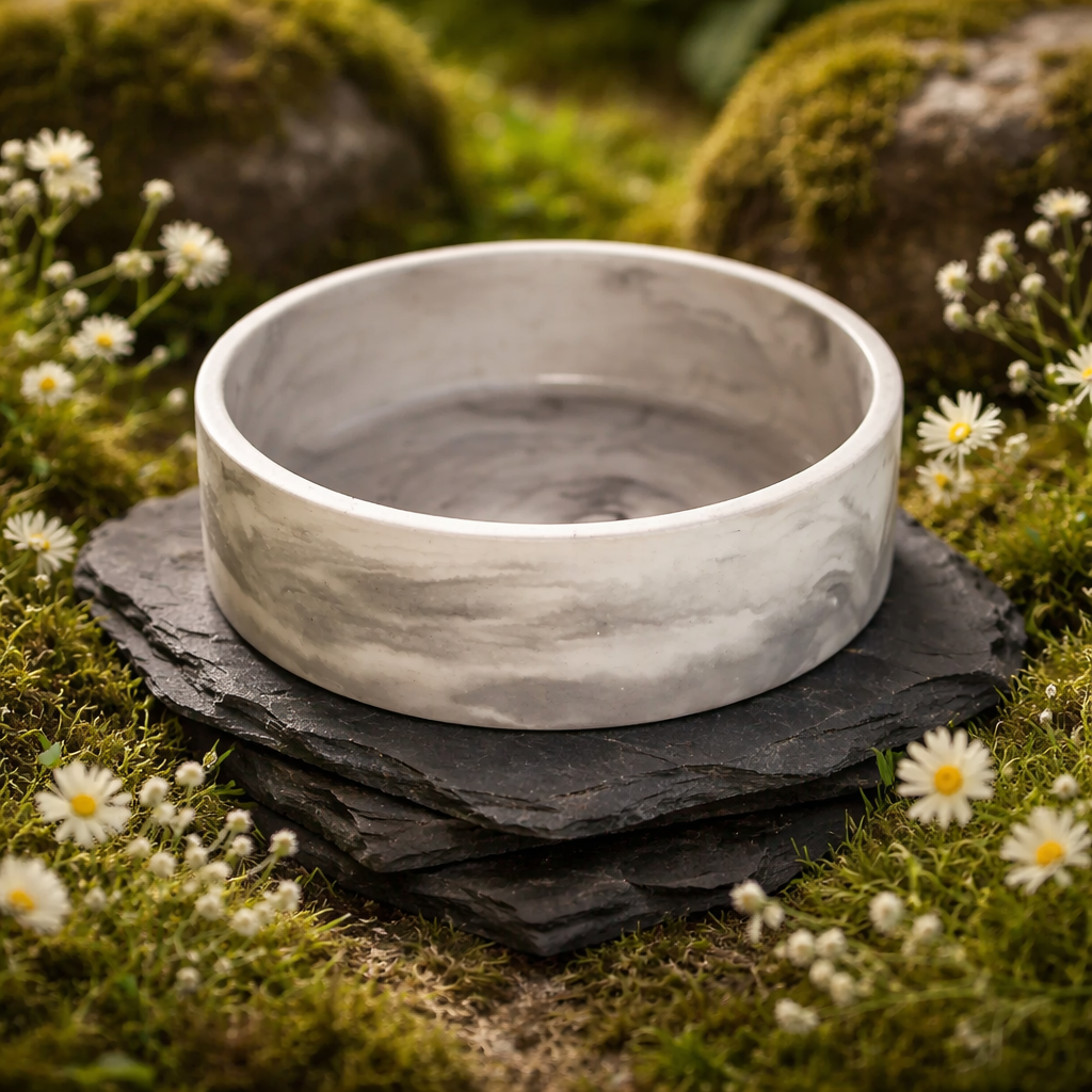 Handmade - runde Deko-Schale aus Gips – marmoriert