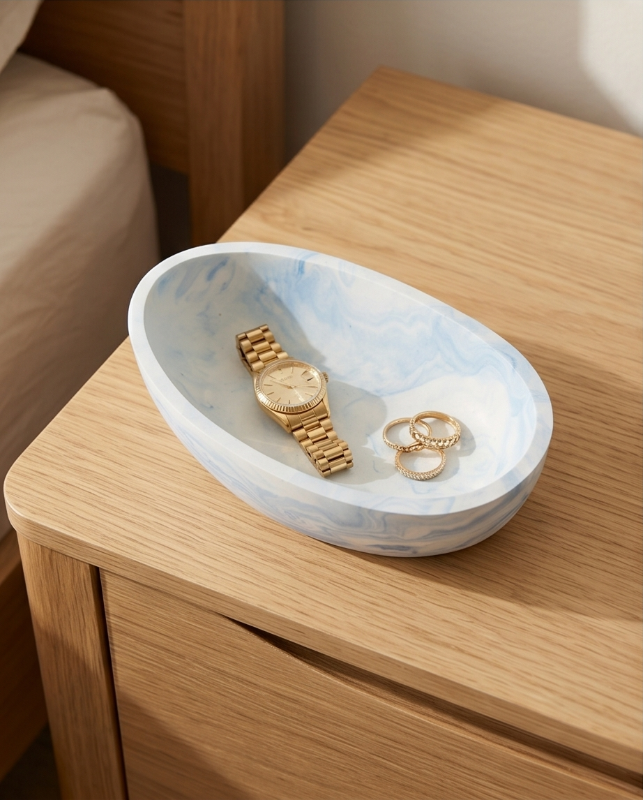 Handmade - Schale oval aus Gips – Deko, Bonbons & Schmuck
