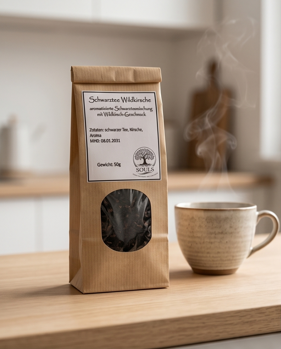Schwarztee Wildkirsche 50 g – Aromatischer Tee mit Wildkirsch-Geschmack
