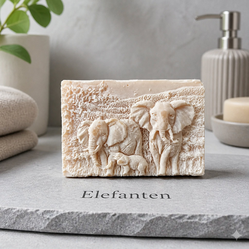 Handmade | Pflanzenseife Kokos & Rose 'Elefanten'