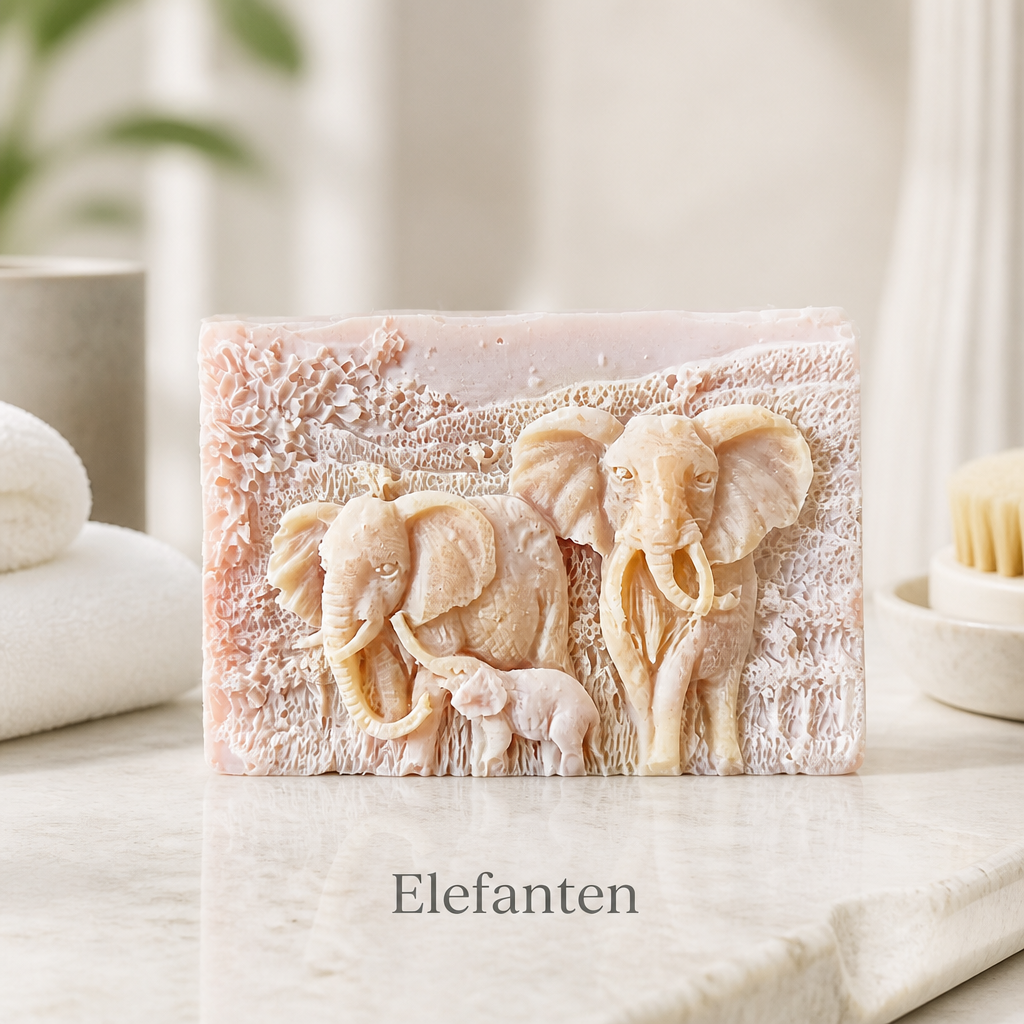 Handmade | Naturseife Cherry Slushi 'Elefanten' mit Ziegenmilchpulver