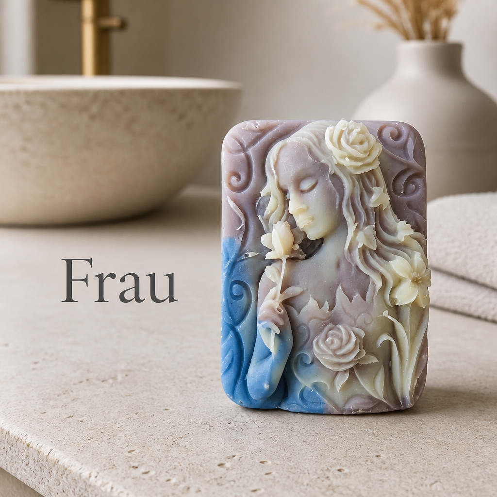 Handmade | Naturseife Sakura 'Frau' mit Ziegenmilchpulver, handgesiedet