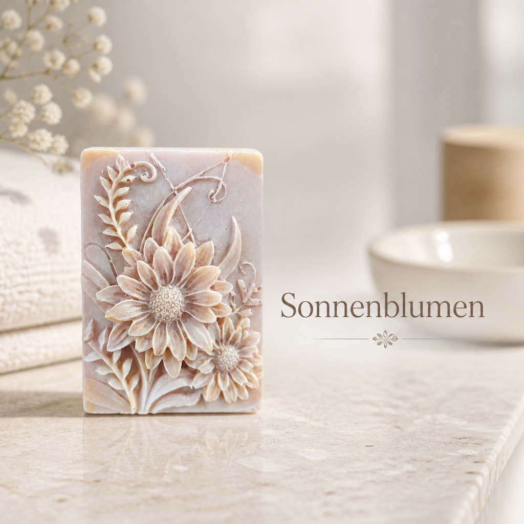 Handmade | Naturseife Cherry Slushi 'Sonnenblumen' mit Ziegenmilchpulver